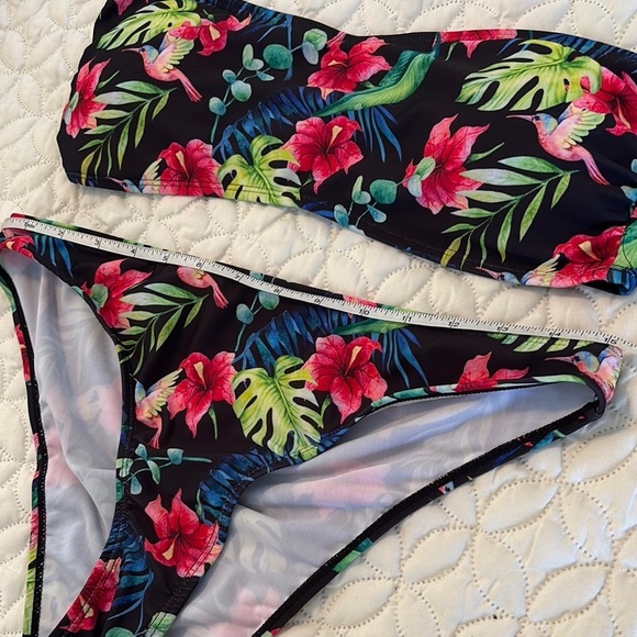 SHEIN Floral Strapless Bandeau Top Bikini Set New Size Large - Picture 5 of 10